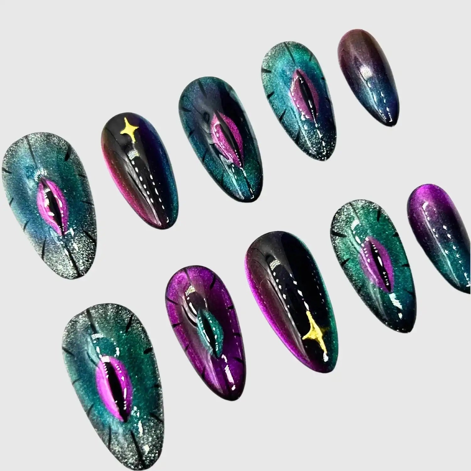 Snake Den Long Almond Press-On Nails for Night Out | MOONLEE