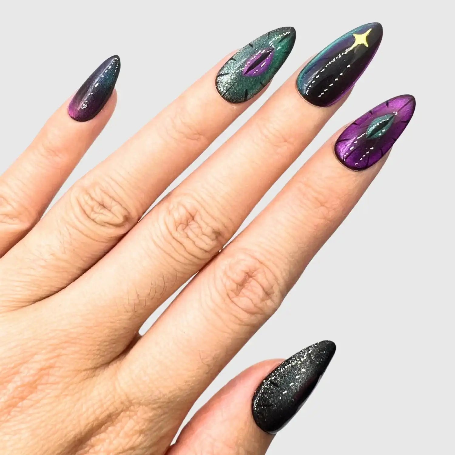 Snake Den Long Almond Press-On Nails for Night Out | MOONLEE