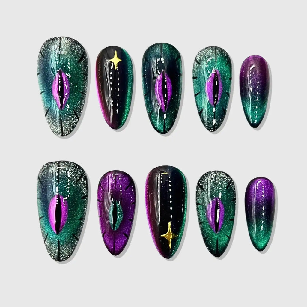 Snake Den Long Almond Press-On Nails for Night Out | MOONLEE
