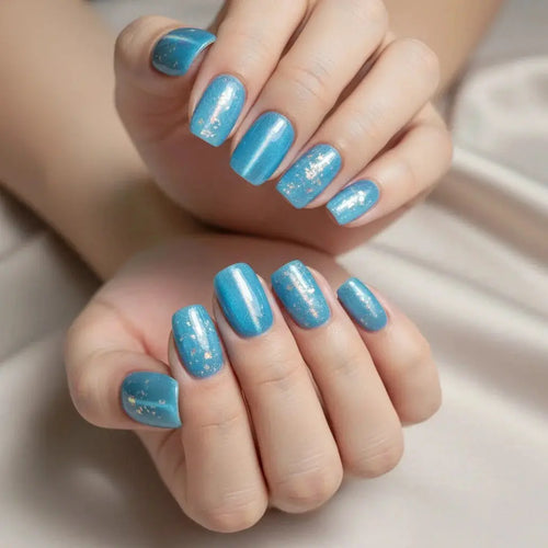 Blue Sorbet Short Stiletto Press-On Nails for Typing & Commute | MOONLEE