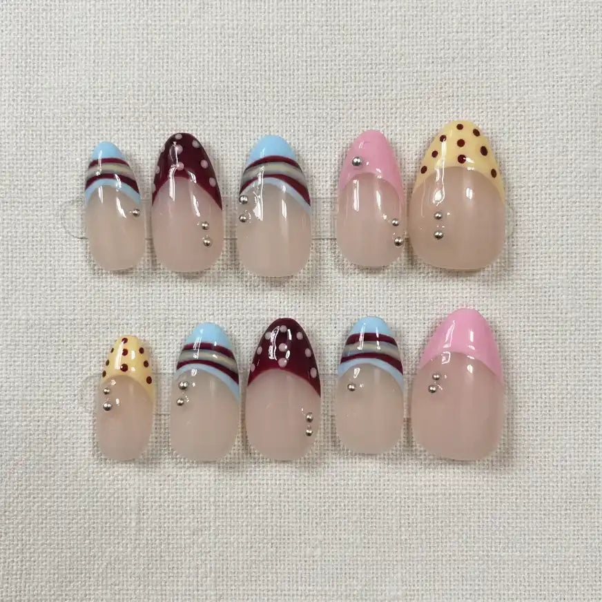 Candy French Short Almond Press-On Nails for Typing & Commute | MOONLEE