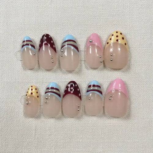Candy French Short Almond Press-On Nails for Typing & Commute | MOONLEE