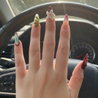 Strawberry Bloom Long Almond Press-On Nails for Sunday Brunch | MOONLEE