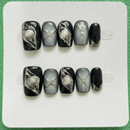 Static Grape Short Stiletto Press-On Nails for Typing & Commute | MOONLEE