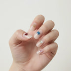 Color Block Short Oval Press-On Nails for Typing & Commute | MOONLEE