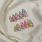 Happy Vibes Medium Almond Press-On Nails for Sunday Brunch | MOONLEE