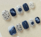Blue Sugar Macaron Short Squoval Press-On Nails for Typing & Commute | MOONLEE