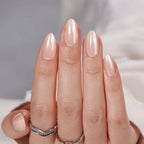 Peach Glace Short Almond Press-On Nails for Typing & Commute | MOONLEE