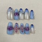 Iris Dream Medium Almond Press-On Nails for Sunday Brunch | MOONLEE