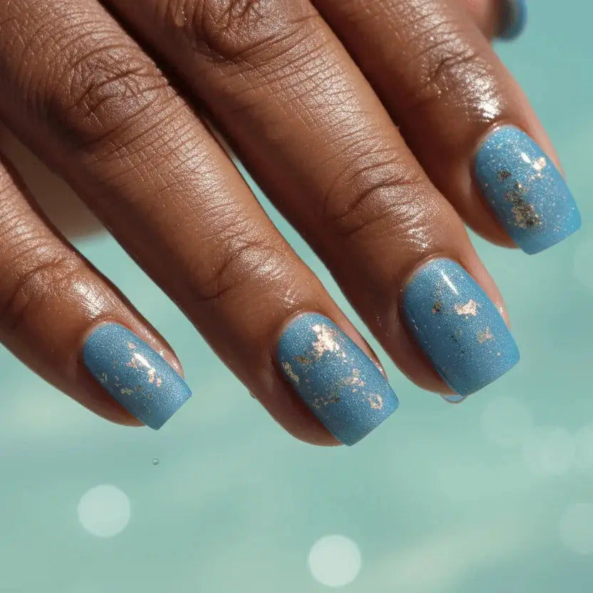 Blue Sorbet Short Stiletto Press-On Nails for Typing & Commute | MOONLEE