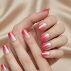 Rose Souffle Handmade Press On Nails – Pink Aura Gradient Short Coffin | MOONLEE