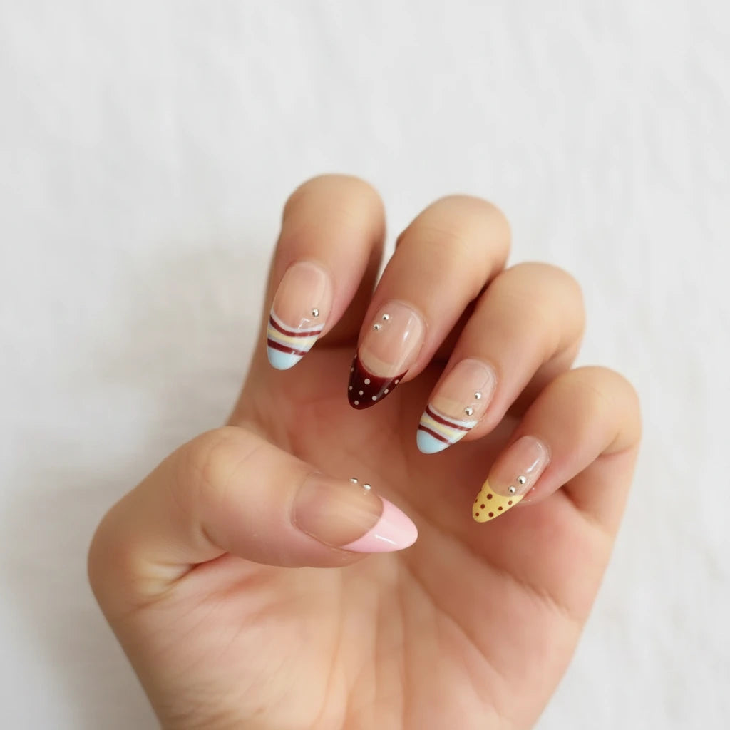 Candy French Short Almond Press-On Nails for Typing & Commute | MOONLEE