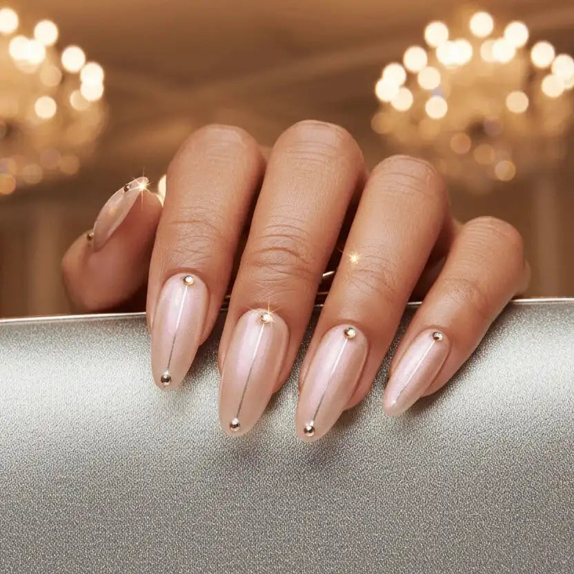 Golden Praline Medium Almond Press-On Nails for Everyday Wear | MOONLEE