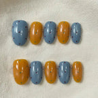 Retro Dots Short Oval Press-On Nails for Typing & Commute | MOONLEE