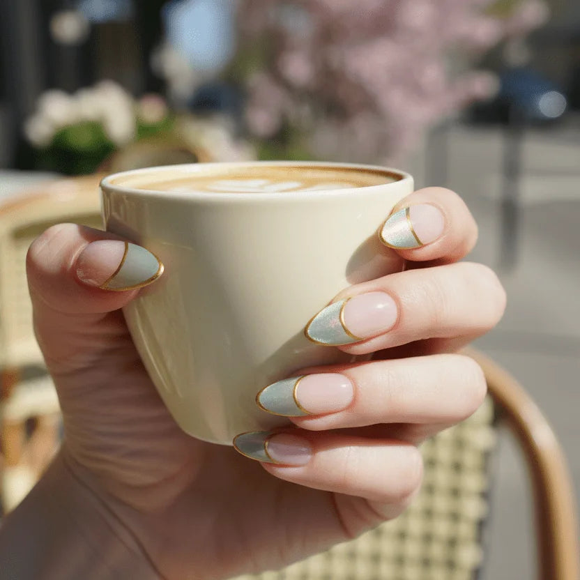 Matcha Mousse Medium Almond Press-On Nails for Sunday Brunch | MOONLEE