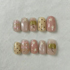 Sweet Bow Short Oval Press-On Nails for Typing & Commute | MOONLEE