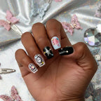 Cosmic Dark Star Short Squoval Press-On Nails for Typing & Commute | MOONLEE