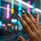 Static Grape Short Stiletto Press-On Nails for Typing & Commute | MOONLEE